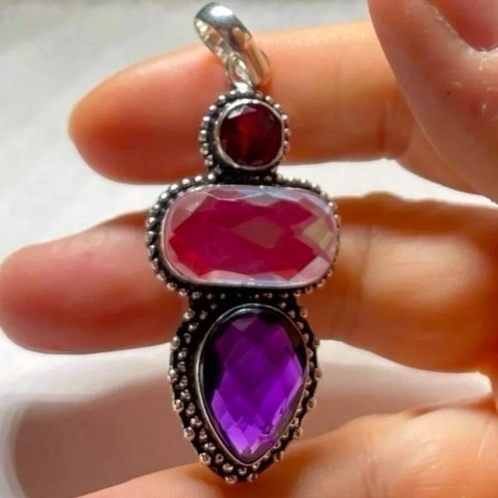 Mystic Fire Topaz/Amethyst Pendant